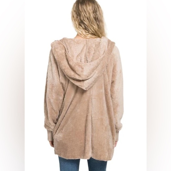 Hem & Thread fuzzy knit open front hooded cardigan sweater - Picture 3 of 8